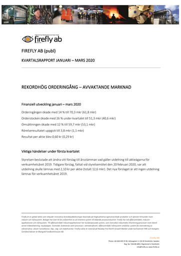 Thumbnail Firefly AB Quarterly Report 2020-q1