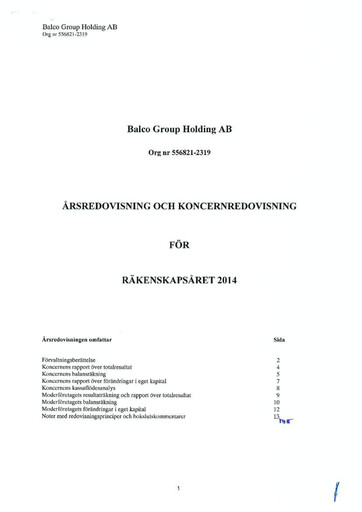 Miniature Balco Group Rapport annuel 2014