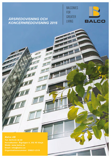 Miniature Balco Group Rapport annuel 2016