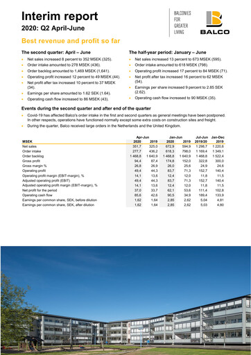 Thumbnail Balco Group Quarterly Report 2020-q2