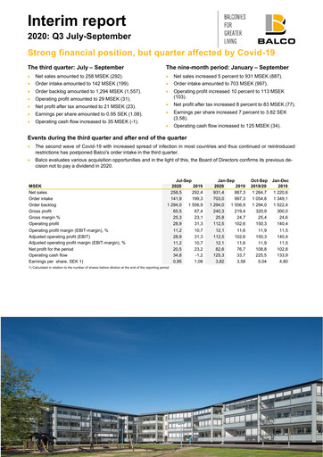 Thumbnail Balco Group Quarterly Report 2020-q3