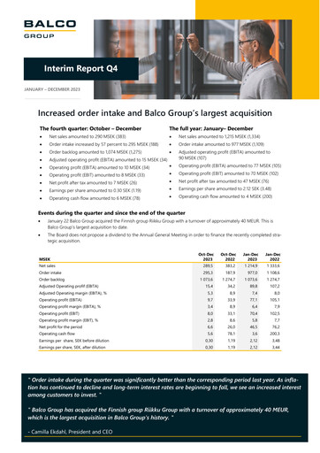 Thumbnail Balco Group Quarterly Report 2023-q4