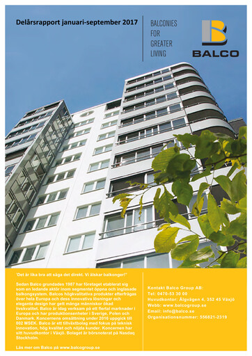 Thumbnail Balco Group Quarterly Report 2017-q3