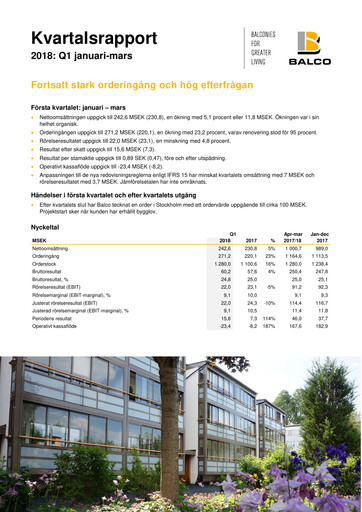 Thumbnail Balco Group Quarterly Report 2018-q1