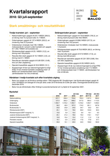 Thumbnail Balco Group Quarterly Report 2018-q3