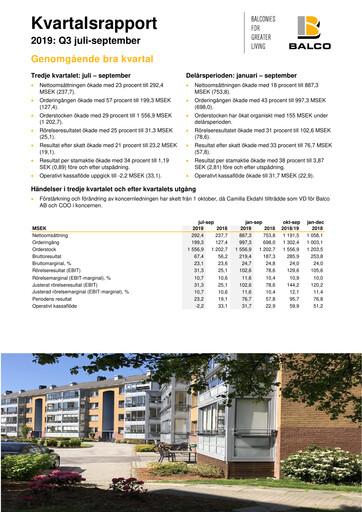 Thumbnail Balco Group Quarterly Report 2019-q3