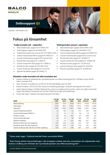 Thumbnail Balco Group Quarterly Report 2025-q3
