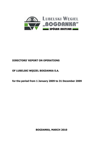 Thumbnail Lubelski Wegiel Bogdanka Annual Report 2009