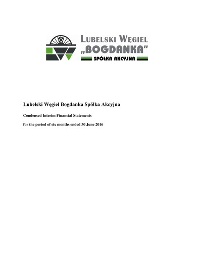 Thumbnail Lubelski Wegiel Bogdanka Financial Statement 2016-h1