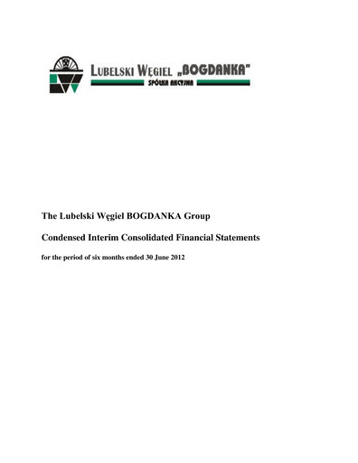 Thumbnail Lubelski Wegiel Bogdanka Half-year Report 2012-h1