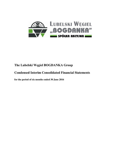 Thumbnail Lubelski Wegiel Bogdanka Half-year Report 2016-h1
