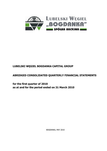 Thumbnail Lubelski Wegiel Bogdanka Quarterly Report 2010-q1