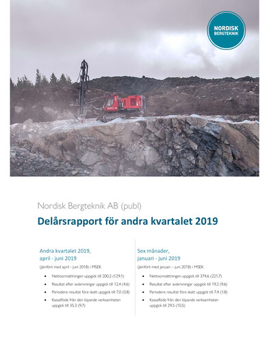 Thumbnail Nordisk Bergteknik AB Quarterly Report 2019-q2