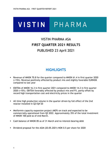 Thumbnail Vistin Pharma Quarterly Report 2021-q1