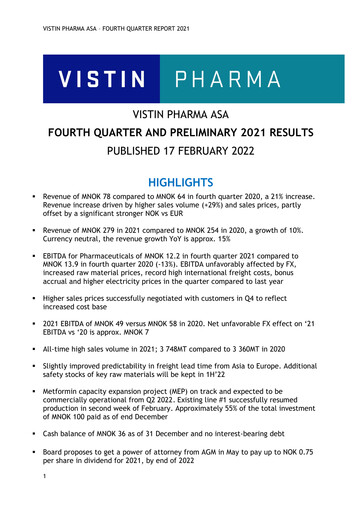 Thumbnail Vistin Pharma Quarterly Report 2021-q4