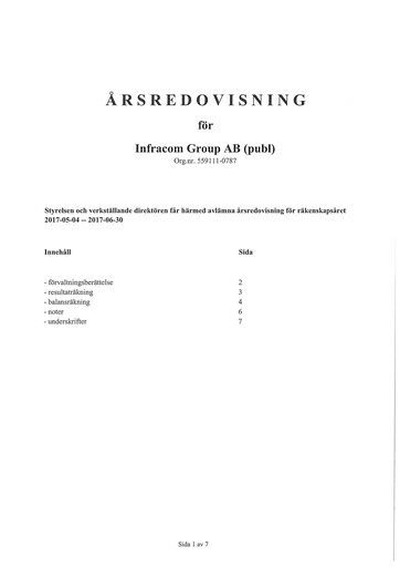 Vorschaubild InfraCom Group AB Jahresbericht 2016-2017
