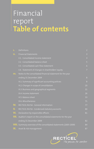 Thumbnail Recticel Financial Statement 2009