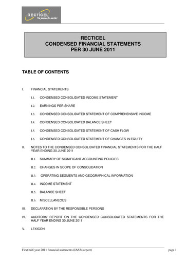 Thumbnail Recticel Half-year Report 2011-h1
