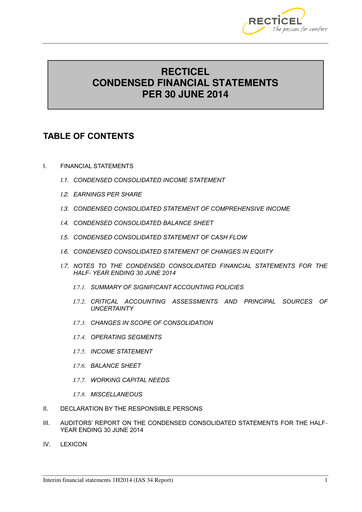 Thumbnail Recticel Half-year Report 2014-h1