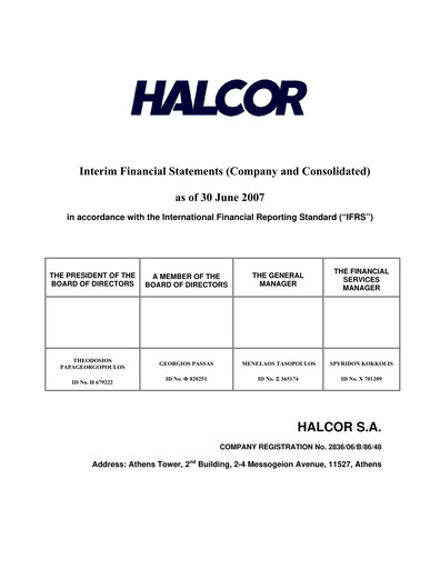 Thumbnail Elvalhalcor Hellenic Copper and Aluminium Industry Half-year Report 2007-h1