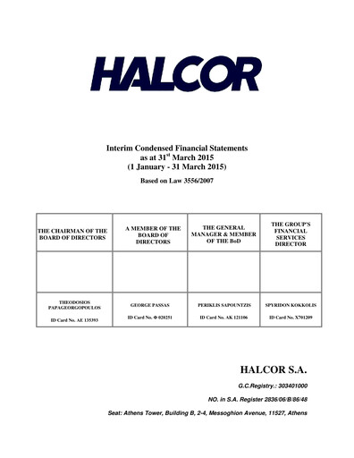 Thumbnail Elvalhalcor Hellenic Copper and Aluminium Industry Quarterly Report 2015-q1