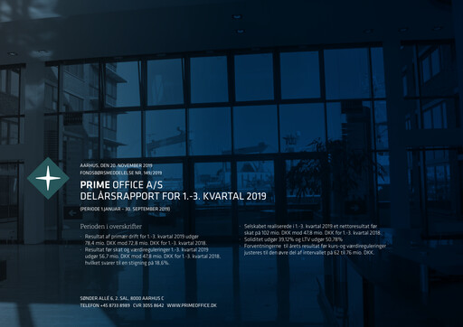 Thumbnail Prime Office A/S Quarterly Report 2019-q3