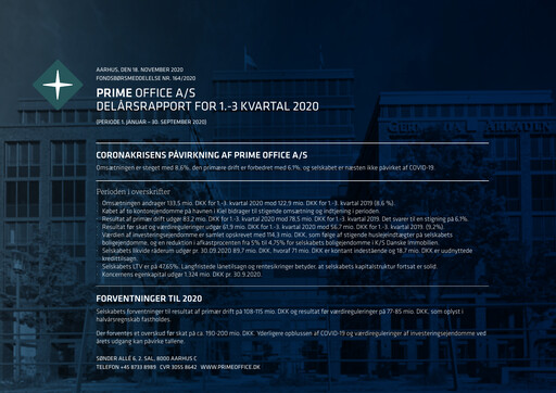 Thumbnail Prime Office A/S Quarterly Report 2020-q3