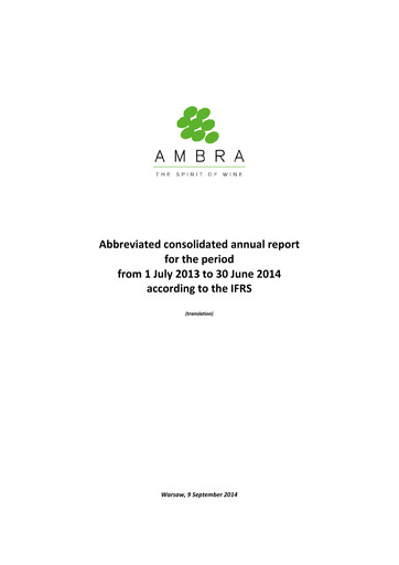 Miniature Ambra Rapport annuel 2013-2014
