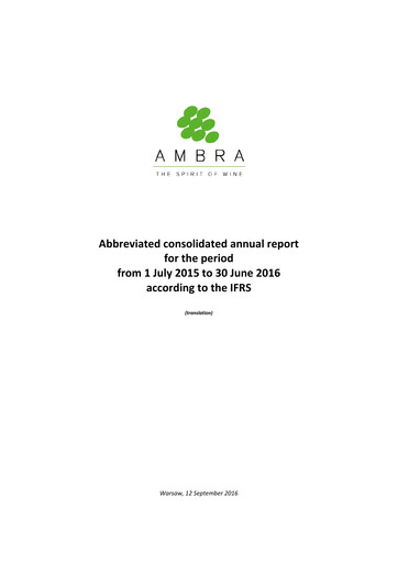 Miniature Ambra Rapport annuel 2015-2016