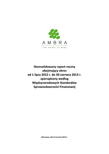Miniature Ambra Rapport annuel 2012-2013