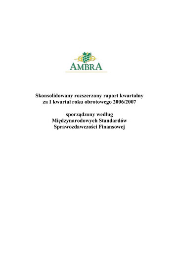 Thumbnail Ambra Quarterly Report 2006-2007-q1