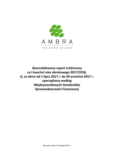 Thumbnail Ambra Quarterly Report 2017-2018-q1