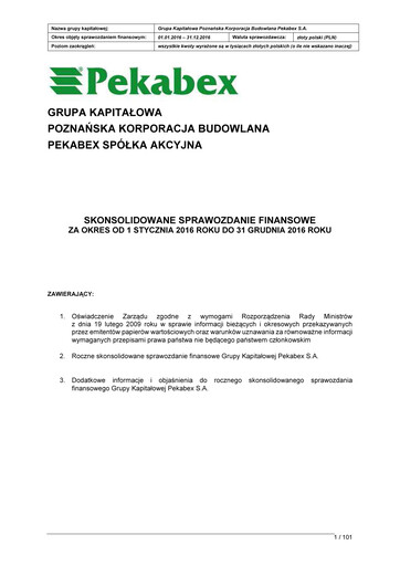 Thumbnail Pekabex Financial Statement 2016
