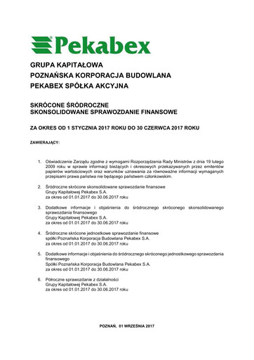 Thumbnail Pekabex Half-year Report 2017-h1