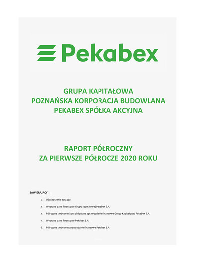Thumbnail Pekabex Half-year Report 2020-h1