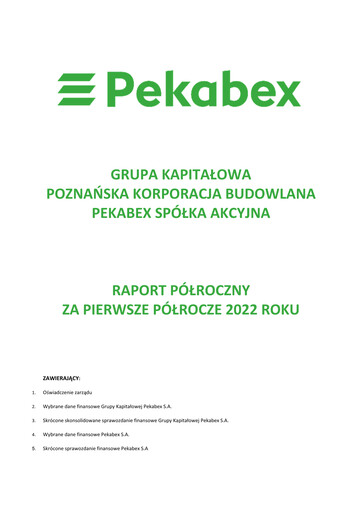 Thumbnail Pekabex Half-year Report 2022-h1