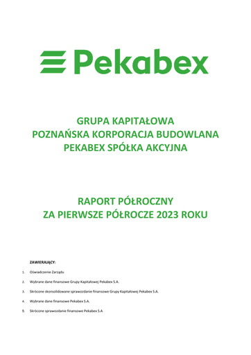Thumbnail Pekabex Half-year Report 2023-h1