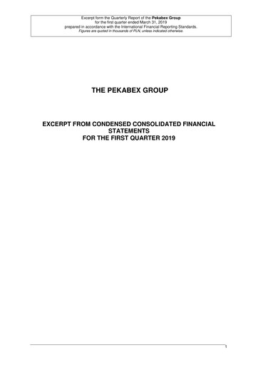 Thumbnail Pekabex Quarterly Report 2019-q1
