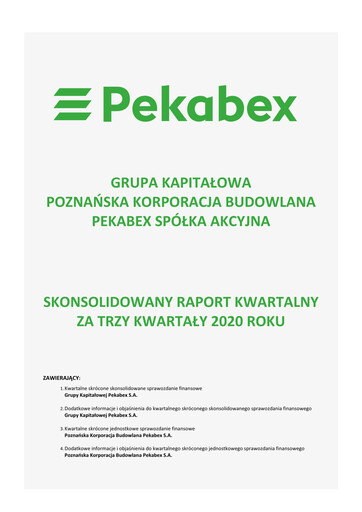 Thumbnail Pekabex Quarterly Report 2020-q3