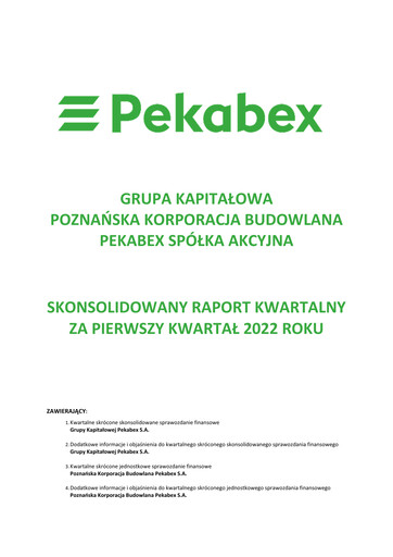 Thumbnail Pekabex Quarterly Report 2022-q1