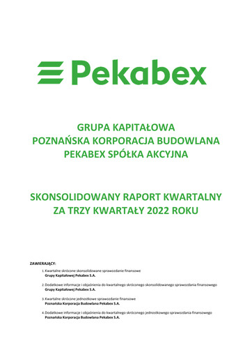Thumbnail Pekabex Quarterly Report 2022-q3