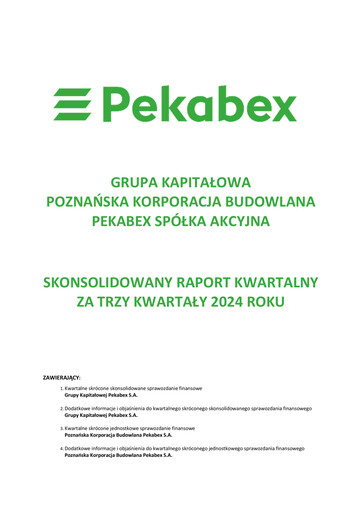 Thumbnail Pekabex Quarterly Report 2024-q3