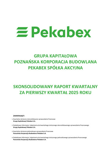 Thumbnail Pekabex Quarterly Report 2025-q1