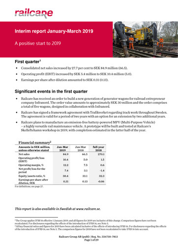 Thumbnail Railcare Group AB Quarterly Report 2019-q1