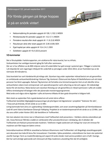 Thumbnail Railcare Group AB Quarterly Report 2011-q3