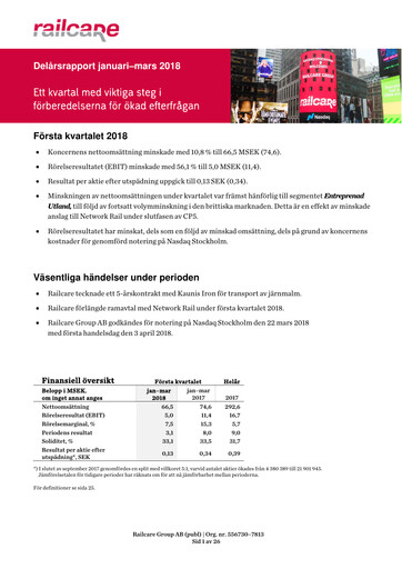 Thumbnail Railcare Group AB Quarterly Report 2018-q1