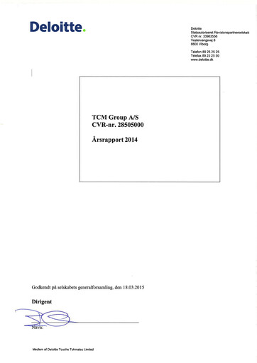 Miniature TCM Group A/S Rapport annuel 2014