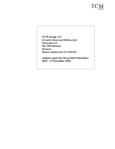 Miniature TCM Group A/S Rapport annuel 2015-2016