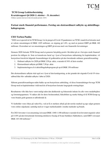 Vorschaubild TCM Group A/S Quartalsbericht 2020-q4