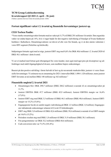 Vorschaubild TCM Group A/S Quartalsbericht 2021-q2